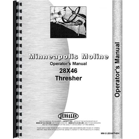 New Operators Manual For Minneapolis Moline 28X46 Tractor